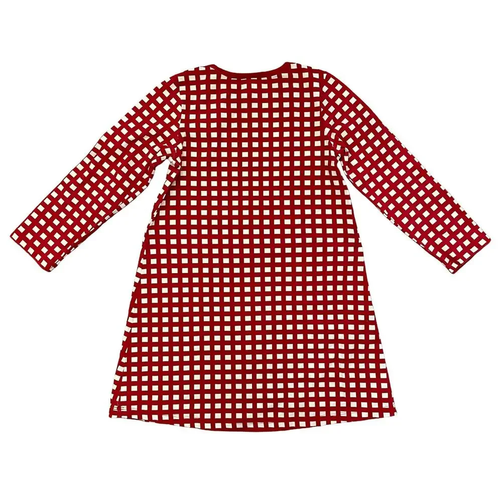 Hanna Andersson Red‎ Check Dress Girls 5 Christmas Holiday Long Sleeve Jersey